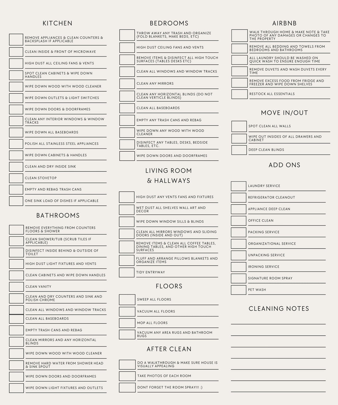 50-Point Cleaning Checklist - We Share with Every Team Member, And Every Service Is Upheld To These Standards!